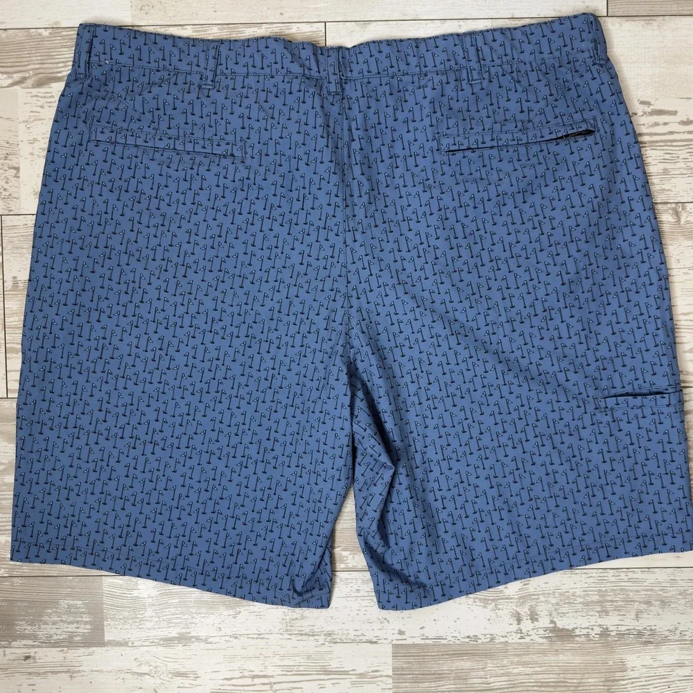 Westport Lifestyle Shorts Mens 42 Blue Golf Flag Print Chino Flat Front